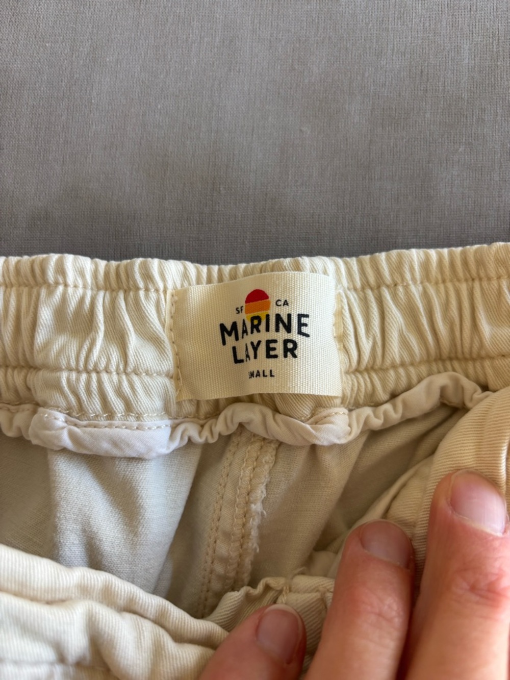 Marine Layer Saturday Pant Buttercream Off White Khaki Elastic Waist Pants Small - Picture 4 of 7